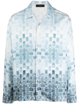 

Gradient Tape-print silk shirt, AMIRI Gradient Tape-print silk shirt