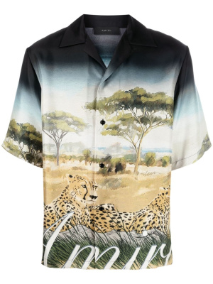 

Cheetah-print silk bowling shirt, AMIRI Cheetah-print silk bowling shirt