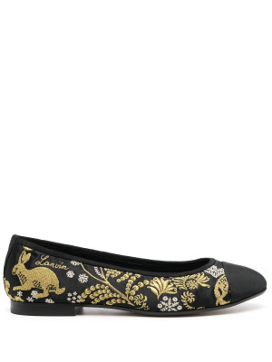 

Embroidered-logo detail ballerina shoes, Lanvin Embroidered-logo detail ballerina shoes