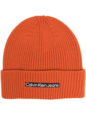 

Institutional-patch knit beanie, Calvin Klein Institutional-patch knit beanie
