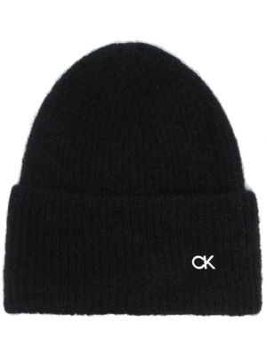 

Logo-print knitted beanie, Calvin Klein Logo-print knitted beanie