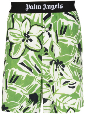 

Floral-print logo-waistband shorts, Palm Angels Floral-print logo-waistband shorts