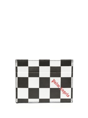 

Chequered-print leather cardholder, Palm Angels Chequered-print leather cardholder