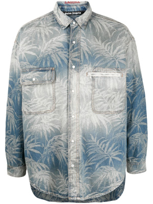 

Palm-print oversized denim shirt, Palm Angels Palm-print oversized denim shirt