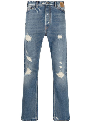 

Slim-cut ripped-detail jeans, Palm Angels Slim-cut ripped-detail jeans