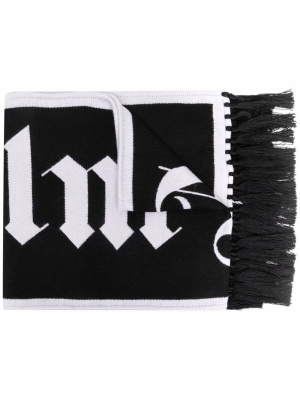

Fringed logo-knit scarf, Palm Angels Fringed logo-knit scarf