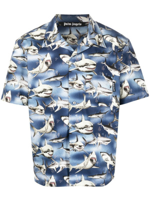 

Sharks-print bowling shirt, Palm Angels Sharks-print bowling shirt