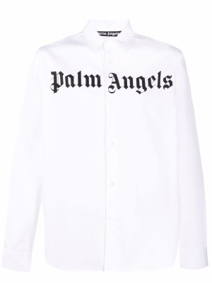 

Logo-print cotton shirt, Palm Angels Logo-print cotton shirt