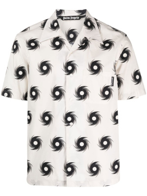 

Hurricane-print cotton bowling shirt, Palm Angels Hurricane-print cotton bowling shirt