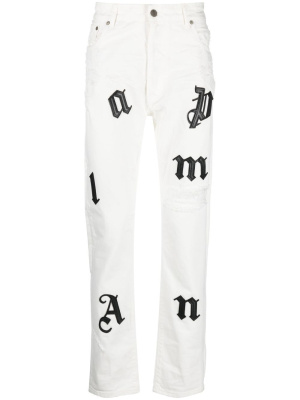 

Logo-patch distressed jeans, Palm Angels Logo-patch distressed jeans