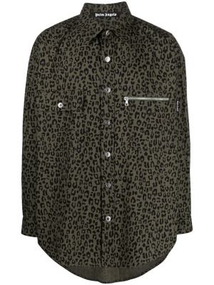

Leopard-print cotton shirt, Palm Angels Leopard-print cotton shirt