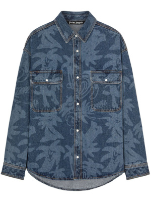 

Palmity laser-print denim shirt, Palm Angels Palmity laser-print denim shirt