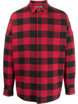 

Logo-print plaid-check shirt, Palm Angels Logo-print plaid-check shirt