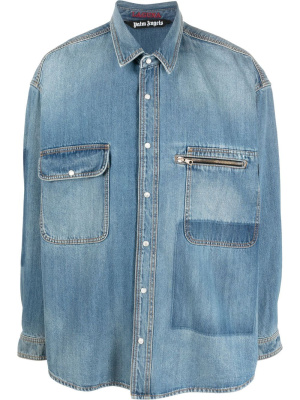 

Palm Tree-embroidery denim shirt, Palm Angels Palm Tree-embroidery denim shirt