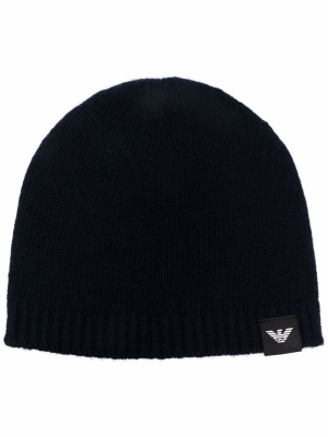 

Logo-patch knitted cashmere beanie, Emporio Armani Logo-patch knitted cashmere beanie