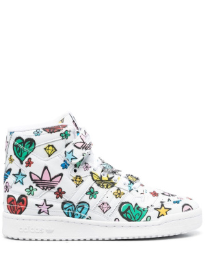 

Graphic-print high-top sneakers, Adidas Graphic-print high-top sneakers