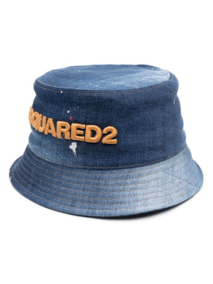 

Logo-embroidered denim bucket hat, Dsquared2 Logo-embroidered denim bucket hat