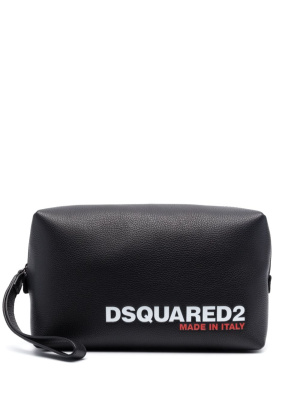 

Logo-print leather wash bag, Dsquared2 Logo-print leather wash bag