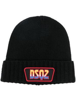 

Logo-patch ribbed-knit beanie, Dsquared2 Logo-patch ribbed-knit beanie