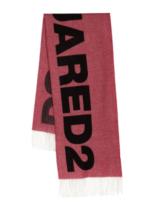 

Logo-print frayed-trim scarf, Dsquared2 Logo-print frayed-trim scarf