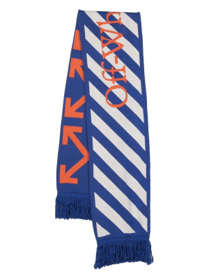 

Intarsia-knit logo scarf, Off-White Intarsia-knit logo scarf