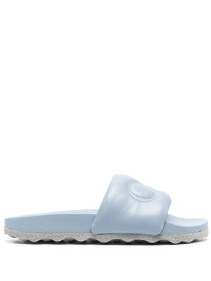 

Logo-embroidery leather sliders, Off-White Logo-embroidery leather sliders