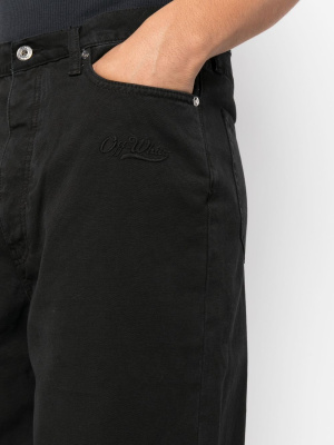 

Logo-patch wide-leg denim shorts, Off-White Logo-patch wide-leg denim shorts