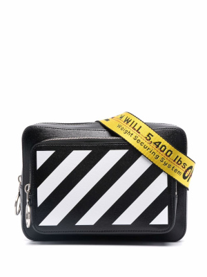 

Black Binder Diagonal Stripe Belt Bag, Off-White Black Binder Diagonal Stripe Belt Bag