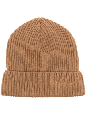 

Embroidered-logo ribbed wool beanie, Off-White Embroidered-logo ribbed wool beanie