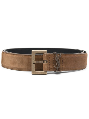 

Logo-plaque leather belt, Saint Laurent Logo-plaque leather belt