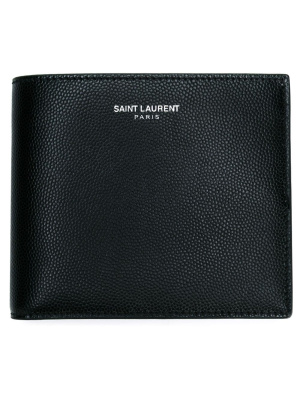 

Paris logo-print leather wallet, Saint Laurent Paris logo-print leather wallet