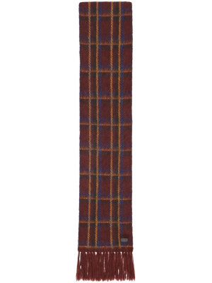 

Tartan-print mohair-wool blend, Saint Laurent Tartan-print mohair-wool blend