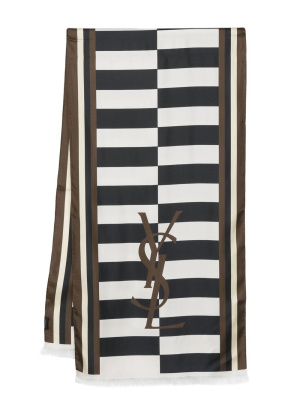 

Logo-print silk scarf, Saint Laurent Logo-print silk scarf
