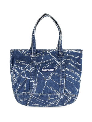 

Gonz Map denim tote bag, Supreme Gonz Map denim tote bag