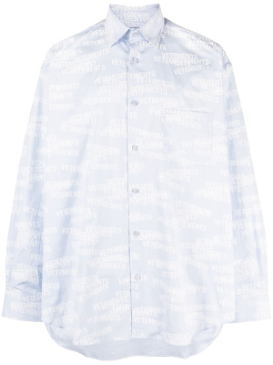 

Logo-print oversized cotton shirt, VETEMENTS Logo-print oversized cotton shirt