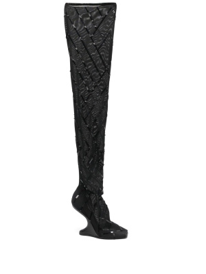 

Cantilever 11 sequin-embellished thigh-high boot, Rick Owens Lilies Cantilever 11 sequin-embellished thigh-high boot