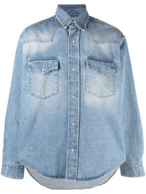 

Washed-denim chest-flap pockets shirt, VETEMENTS Washed-denim chest-flap pockets shirt