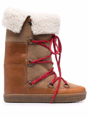 

Shearling-trim lace-up boots, ISABEL MARANT Shearling-trim lace-up boots