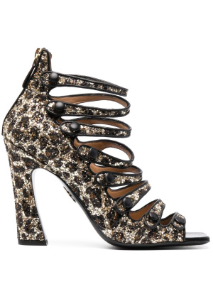 

Glitter-embellished leopard-print sandals, Dsquared2 Glitter-embellished leopard-print sandals