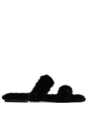 

Faux-fur slides, Saint Laurent Faux-fur slides