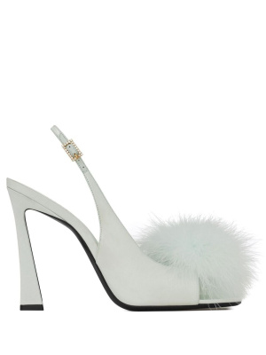 

Faux-fur detail 110mm sandals, Saint Laurent Faux-fur detail 110mm sandals