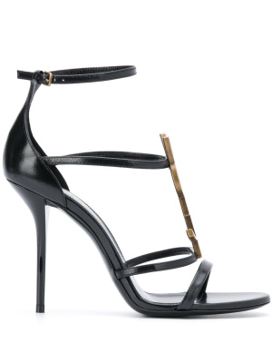 

Strappy logo stiletto sandals, Saint Laurent Strappy logo stiletto sandals