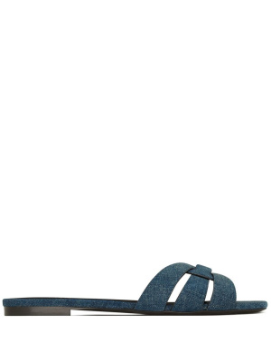 

Slip-on denim sandals, Saint Laurent Slip-on denim sandals