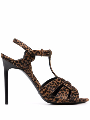 

Tribute 105mm leopard-print sandals, Saint Laurent Tribute 105mm leopard-print sandals