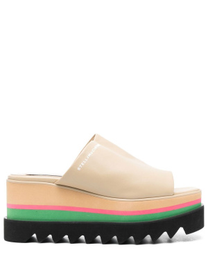 

Platform-sole slip-on sandals, Stella McCartney Platform-sole slip-on sandals