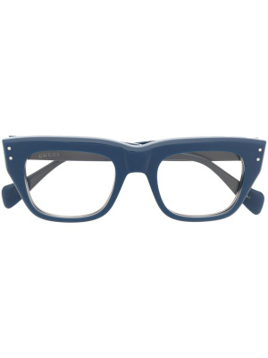 

Logo-print rectangle-frame glasses, Gucci Eyewear Logo-print rectangle-frame glasses