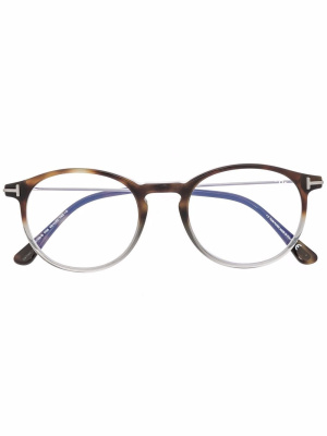 

Two-tone round-frame glasses, TOM FORD Eyewear Two-tone round-frame glasses