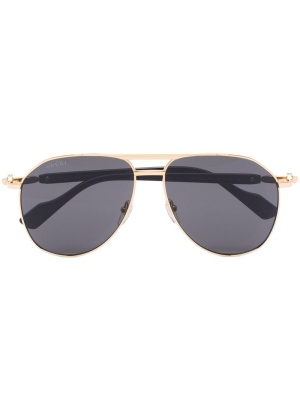 

Logo-plaque pilot-frame sunglasses, Gucci Eyewear Logo-plaque pilot-frame sunglasses