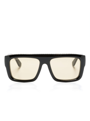 

Crystal-embellished square-frame sunglasses, Gucci Eyewear Crystal-embellished square-frame sunglasses