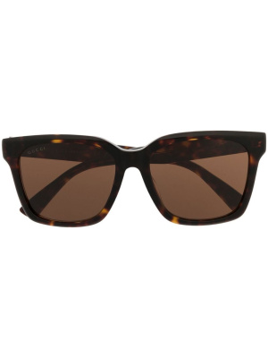 

Logo-engraved tortoiseshell-effect sunglasses, Gucci Eyewear Logo-engraved tortoiseshell-effect sunglasses
